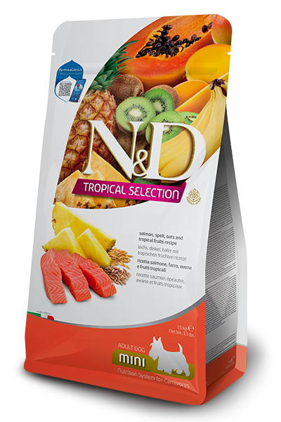 Farmina N&D Tropical Selection Adult Mini Salmone 1,5kg Crocchette Cane Farmina N&D Tropical Selection Adult Mini Salmone 1,5kg Crocchette Cane